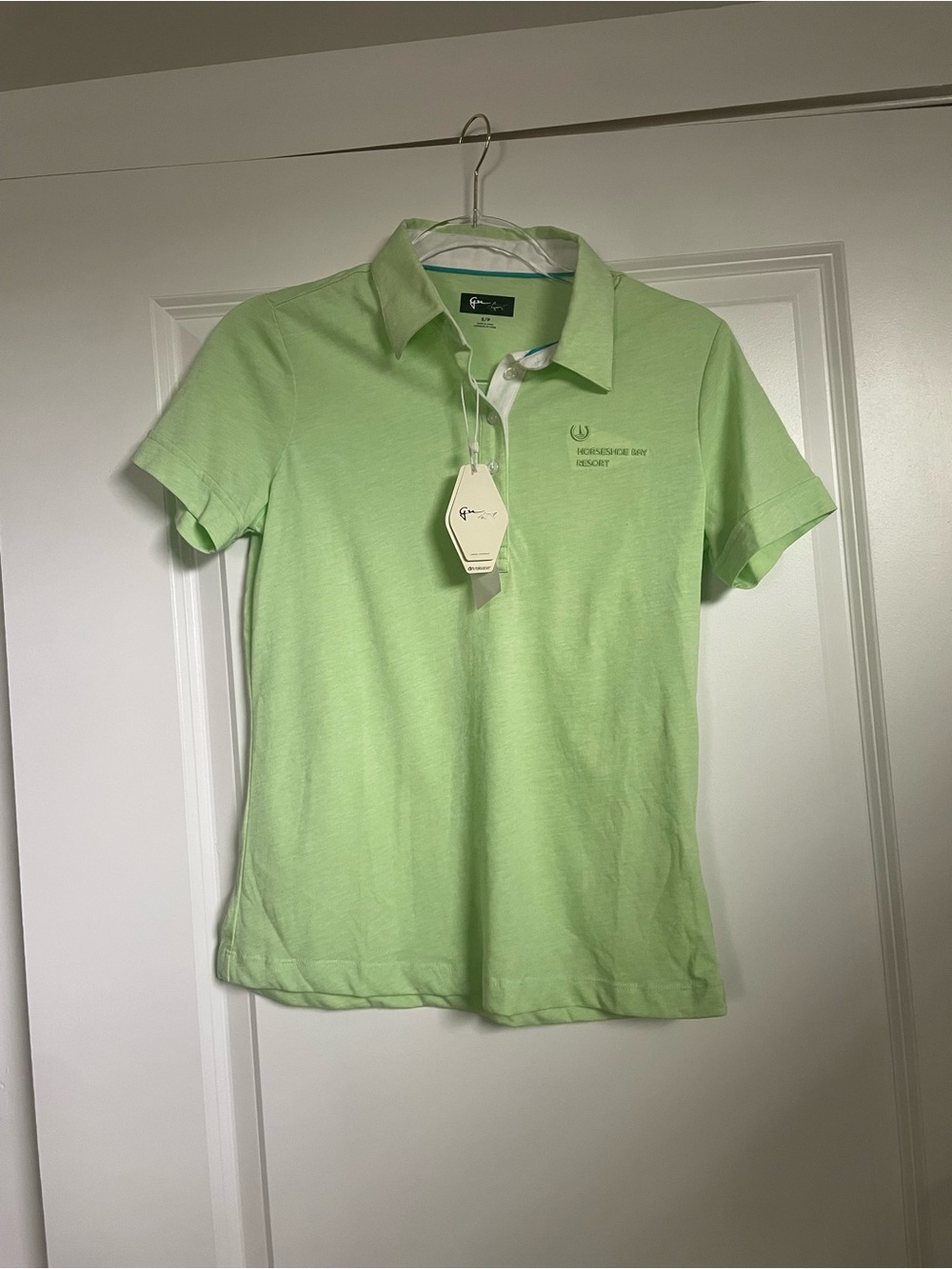NWT Greg Norman Horseshoe Bay Resort Lime Green Golf Polo